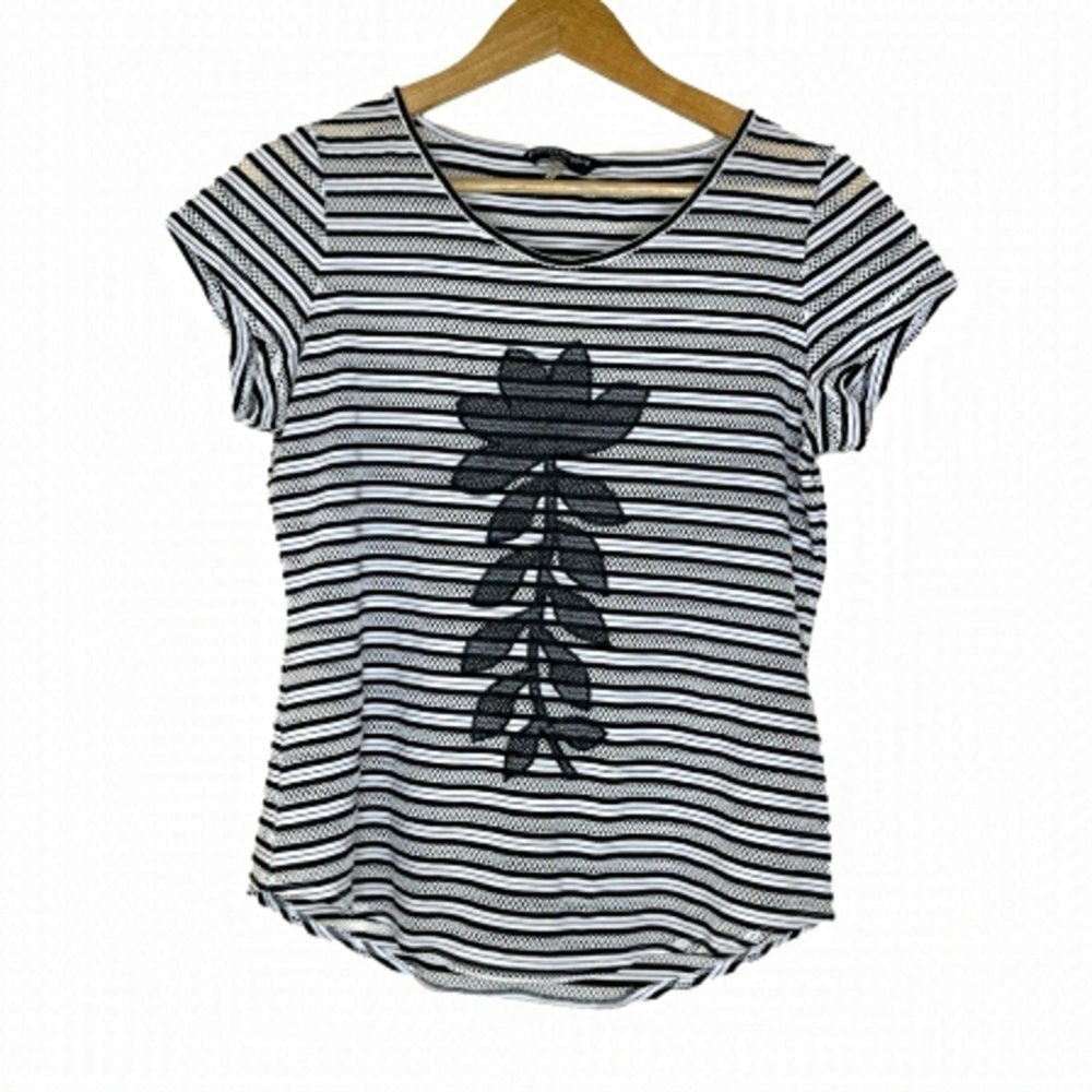 3/$20 ❤️ Bianca Nygard Black White Stripes Net Top US LP